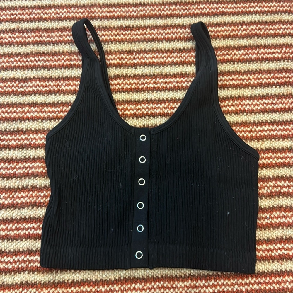 Aerie ribbed button up tank top